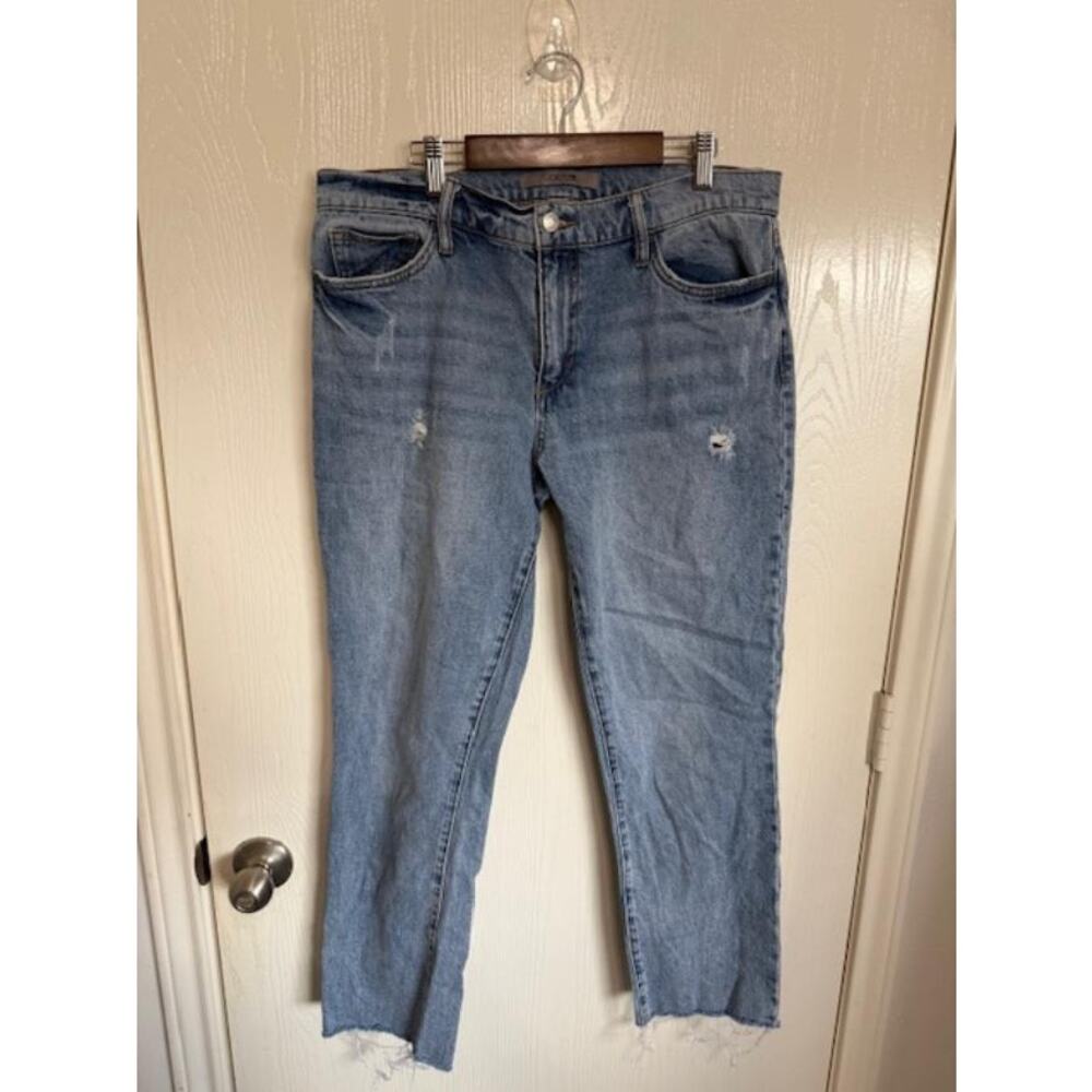 Joe’s Jeans High Rise Slim Straight Distressed Raw Hem Light Wash